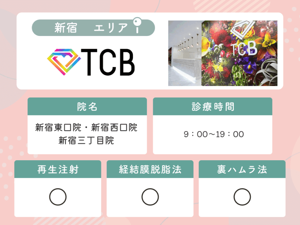 TCB東京中央美容外科：新宿東口院・新宿西口院・新宿三丁目院