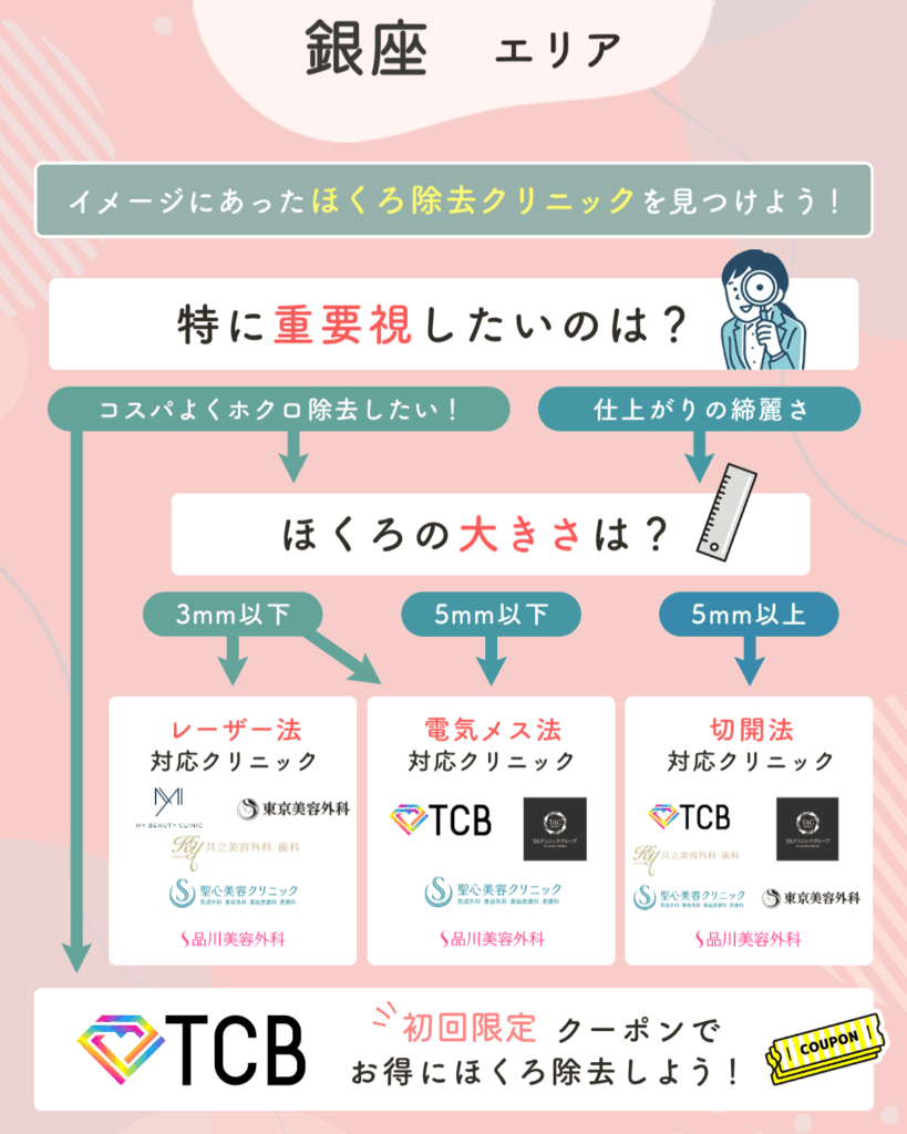 銀座のほくろ除去チャート