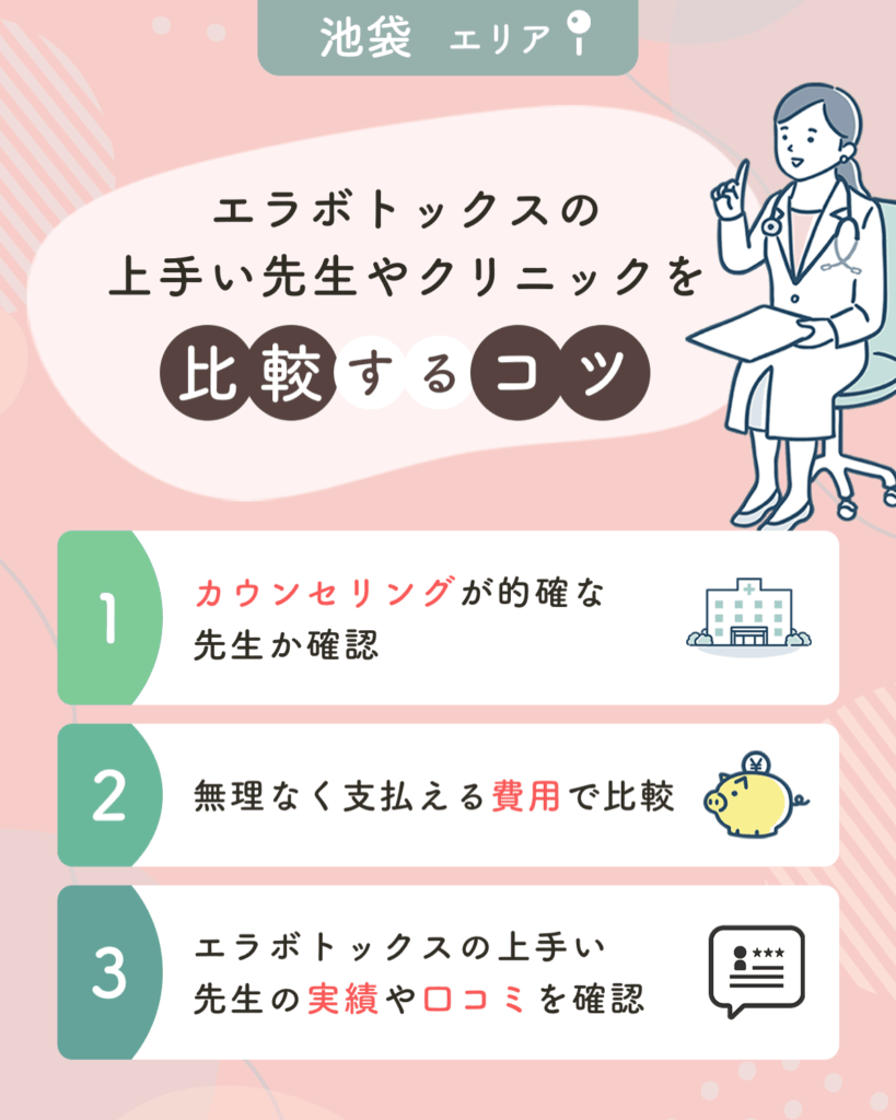 池袋エリアでエラボトックスの上手い先生やクリニックを比較するコツ
